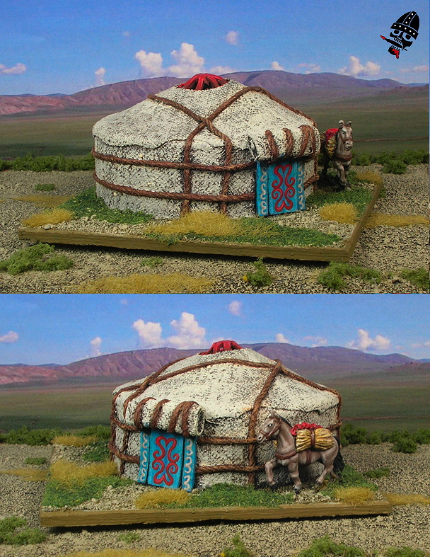 Atila the Hun - Hunnic yurt DBA 15mm camp from scratch built by Neldoreth painted by Neldoreth - An Hour of Wolves & Shattered Shields