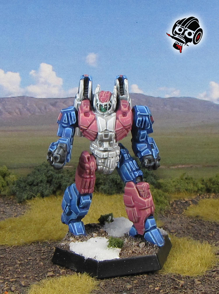 Battletech Phoenix Hawk in Transgender Allyship Colours from Alpha Strike from Catalyst Games Lab painted by Neldoreth - An Hour of Wolves & Shattered Shields
