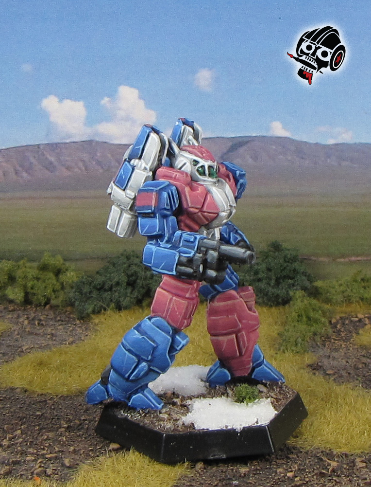 Battletech Phoenix Hawk in Transgender Allyship Colours from Alpha Strike from Catalyst Games Lab painted by Neldoreth - An Hour of Wolves & Shattered Shields