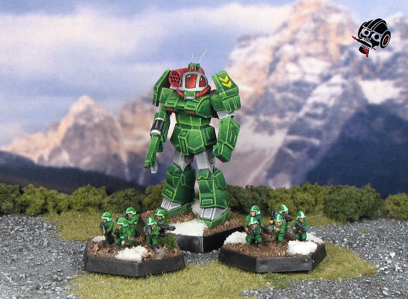 Battletech Griffin Dougram Roundfacer with foot soldiers from Catalyst Game Labs painted by Neldoreth - An Hour of Wolves & Shattered Shields Battletech Griffin Dougram Roundfacer with foot soldiers from Catalyst Game Labs painted by Neldoreth - An Hour of Wolves & Shattered Shields