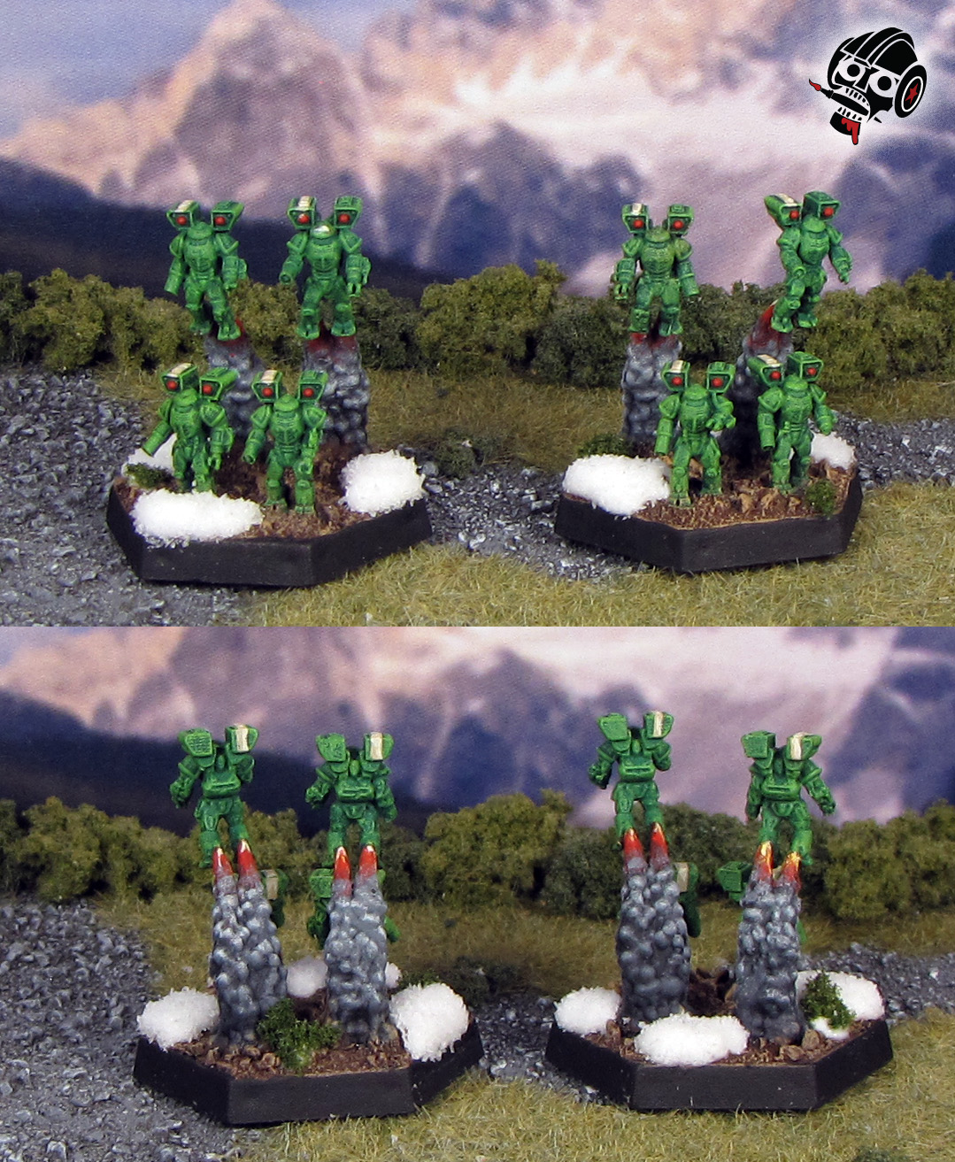 Battletech Clan Jade Falcon Wolf Aces Medium Heavy Emplacements from Catalyst Game Labs painted by Neldoreth - An Hour of Wolves & Shattered Shields Battletech Clan Jade Falcon Wolf Aces Medium Heavy Emplacements from Catalyst Game Labs painted by Neldoreth - An Hour of Wolves & Shattered Shields
