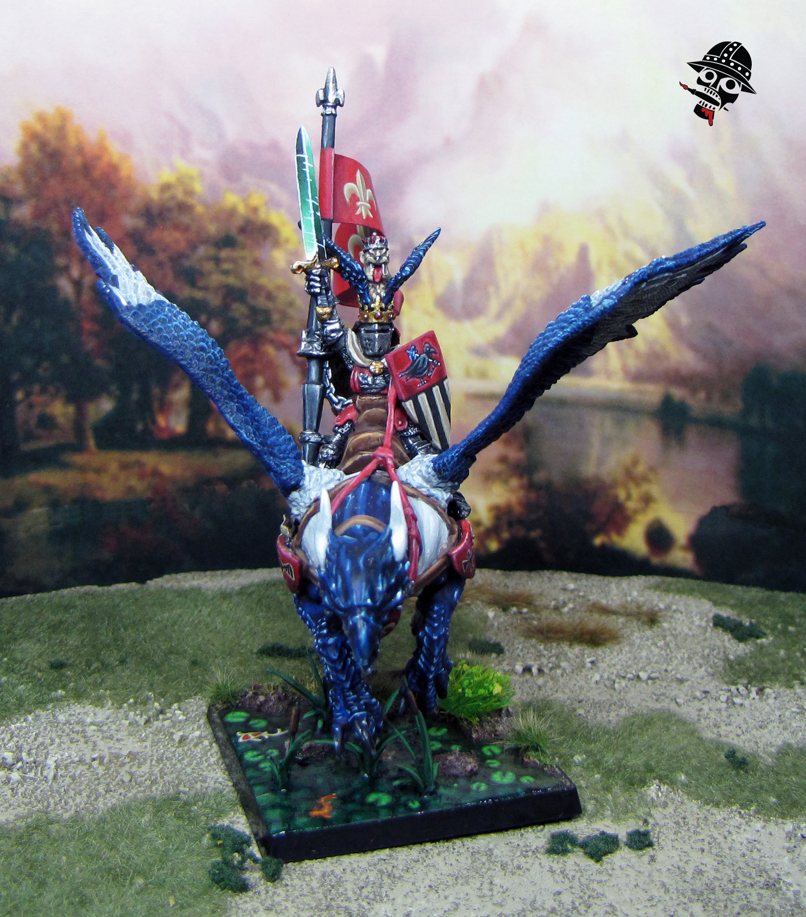 Bretonnian Lord on Magpie Hippogriff - King Louen Leoncoeur from Games Workshop painted by Neldoreth - An Hour of Wolves & Shattered Shields