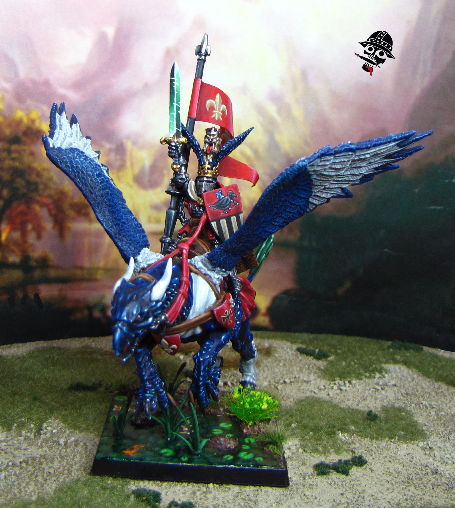Bretonnian Lord on Magpie Hippogriff - King Louen Leoncoeur from Games Workshop painted by Neldoreth - An Hour of Wolves & Shattered Shields