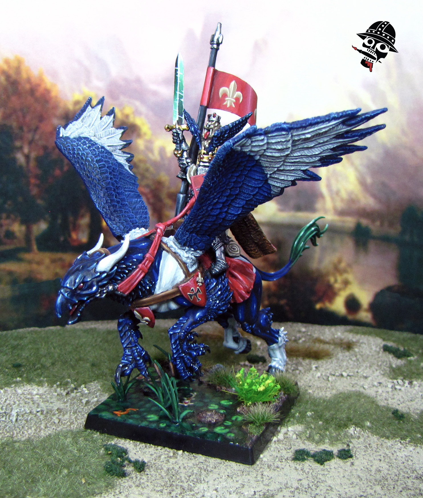 Bretonnian Lord on Magpie Hippogriff - King Louen Leoncoeur from Games Workshop painted by Neldoreth - An Hour of Wolves & Shattered Shields