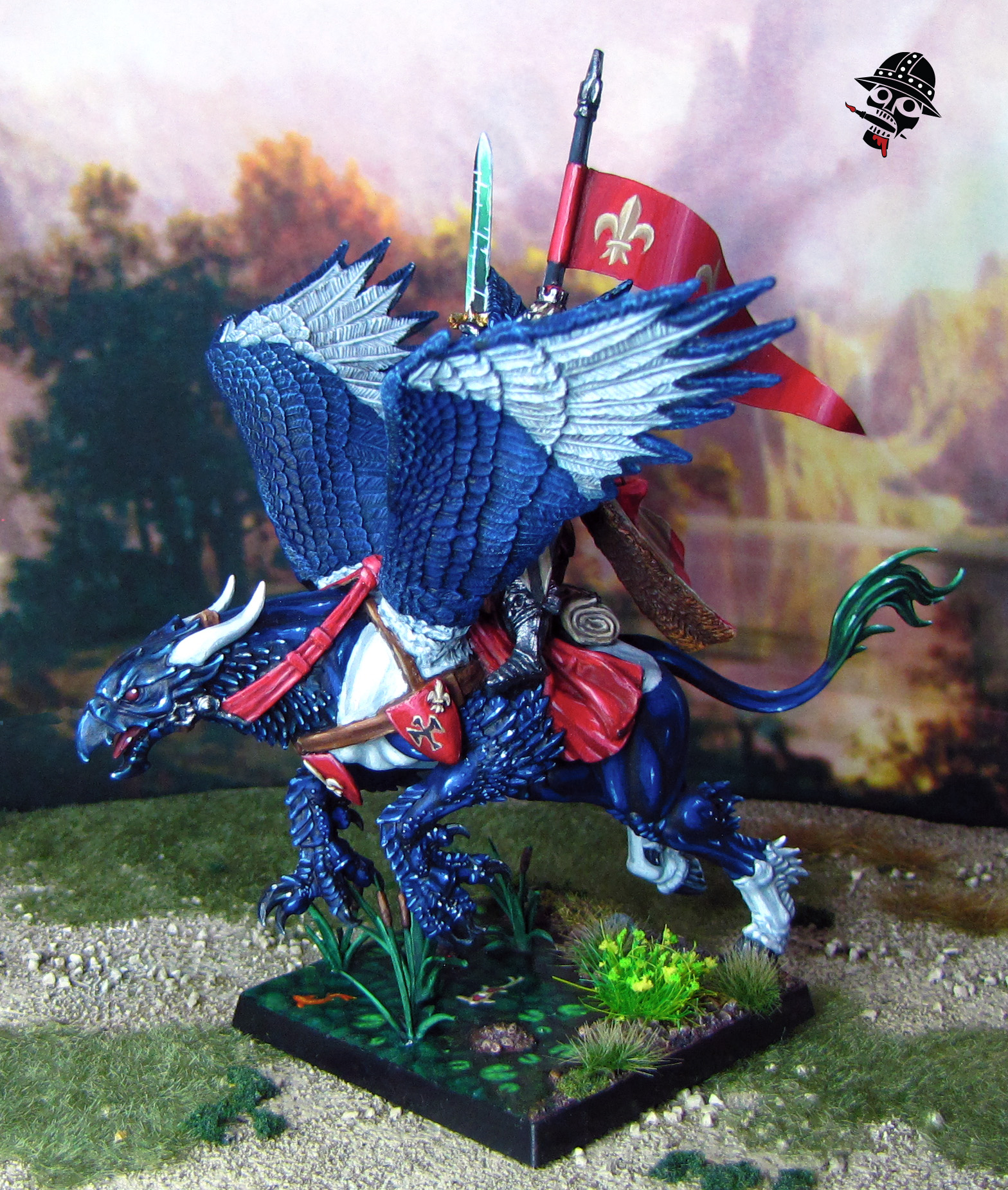 Bretonnian Lord on Magpie Hippogriff - King Louen Leoncoeur from Games Workshop painted by Neldoreth - An Hour of Wolves & Shattered Shields