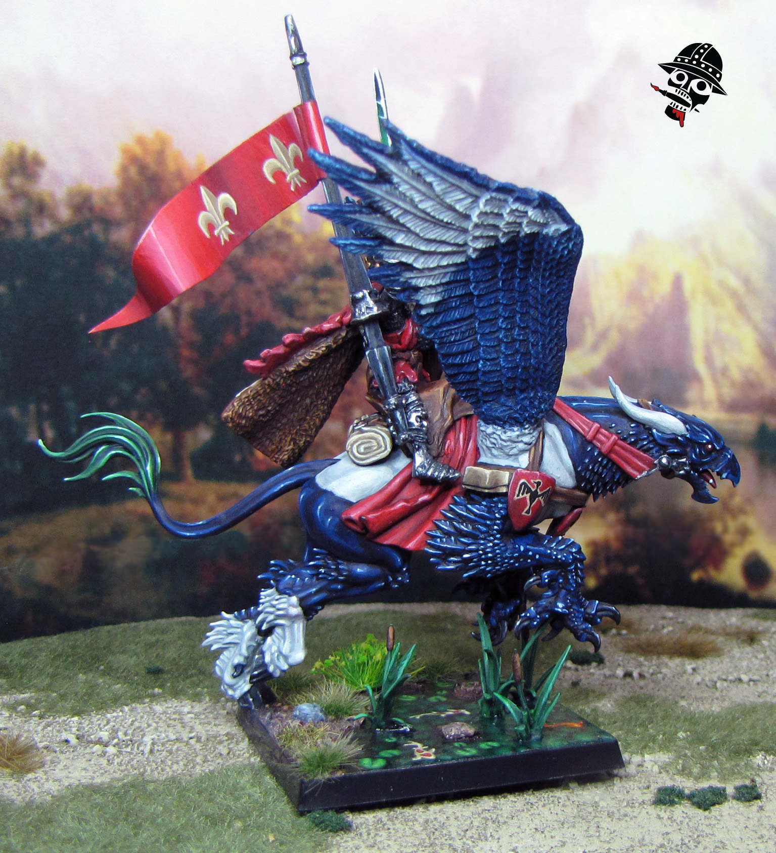 Bretonnian Lord on Magpie Hippogriff - King Louen Leoncoeur from Games Workshop painted by Neldoreth - An Hour of Wolves & Shattered Shields