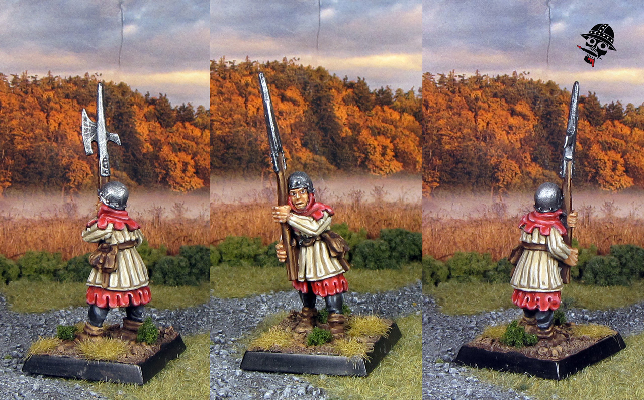 Bretonnian men at arms with halberds from Games Workshop painted by Neldoreth - An Hour of Wolves & Shattered Shields